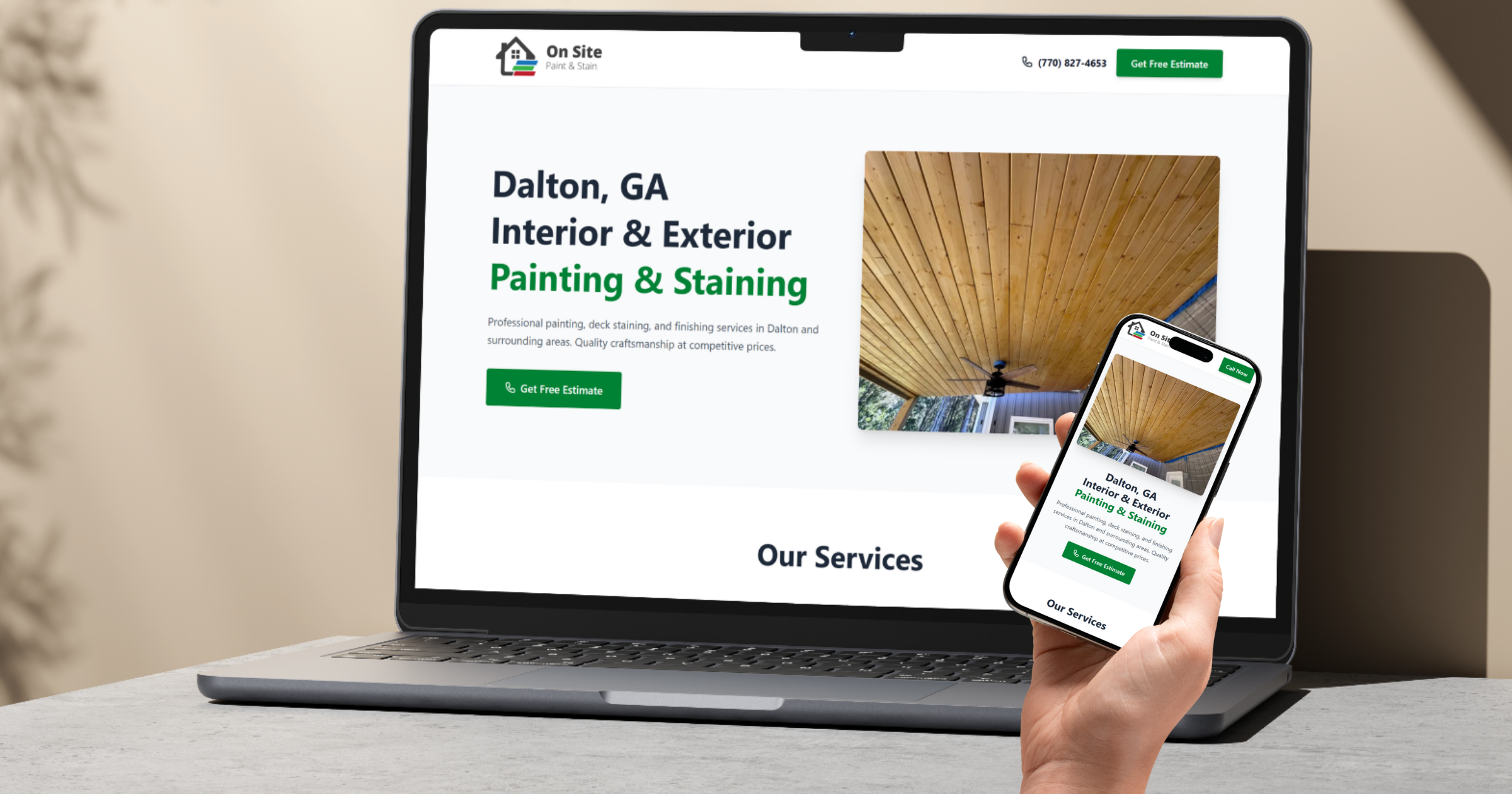 On Site Paint and Stain website screenshot 1